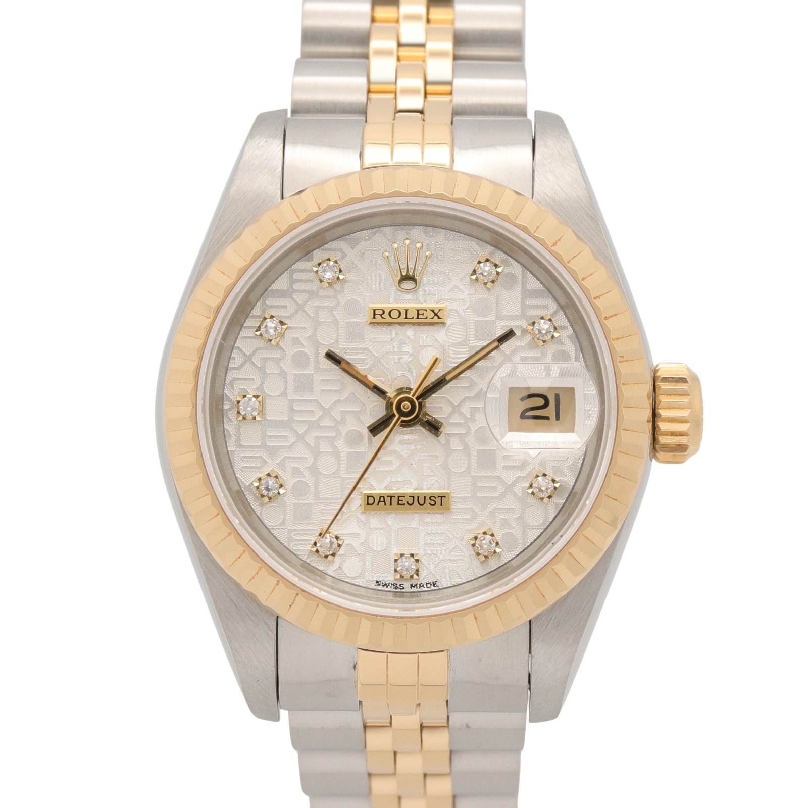 ロレックス ROLEX デイトジャスト 10Pダイヤ N番 腕時計 時計 K18(イエローゴールド) ステンレススチール ダイヤモンド レディース シルバー系 コンピューター/旧ダイヤ 69173G 【中古】