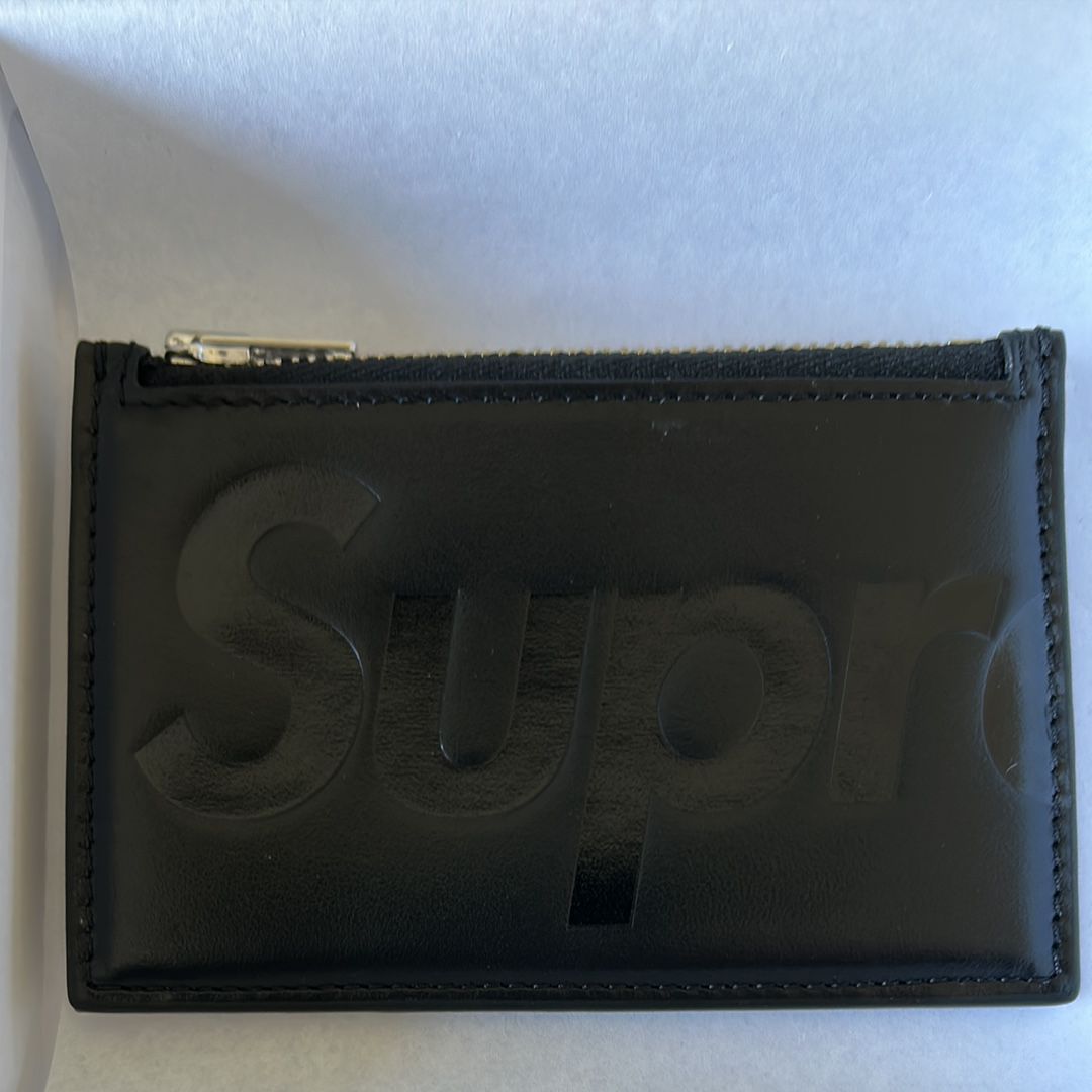 Supreme Leather Zip Card Holder (25SS) "Black"