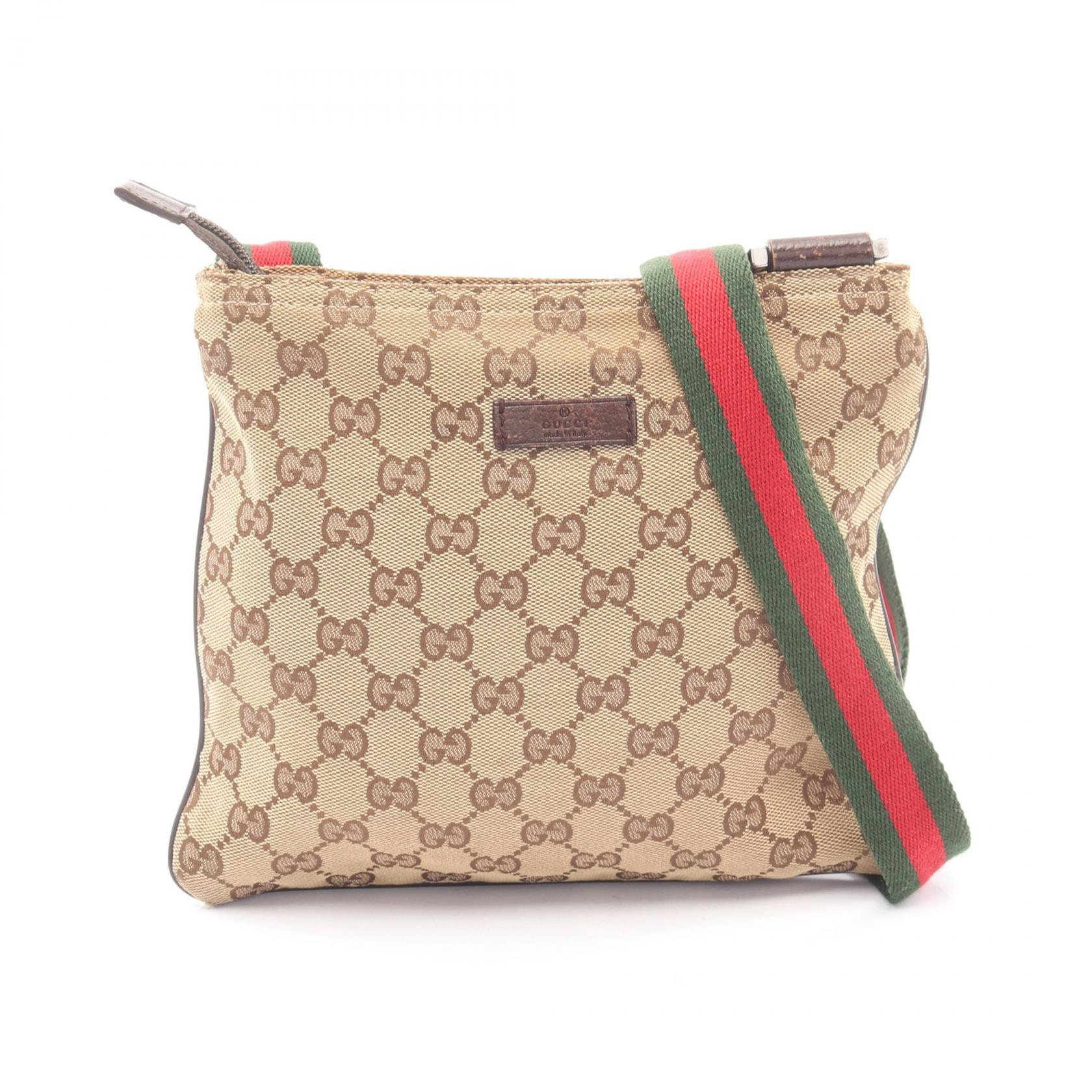 グッチ GUCCI GGキャンバス シェリーライン ショルダーバッグ バッグ キャンバス レザー レディース ベージュ系 / ブラウン系 / マルチカラー 146309 【中古】