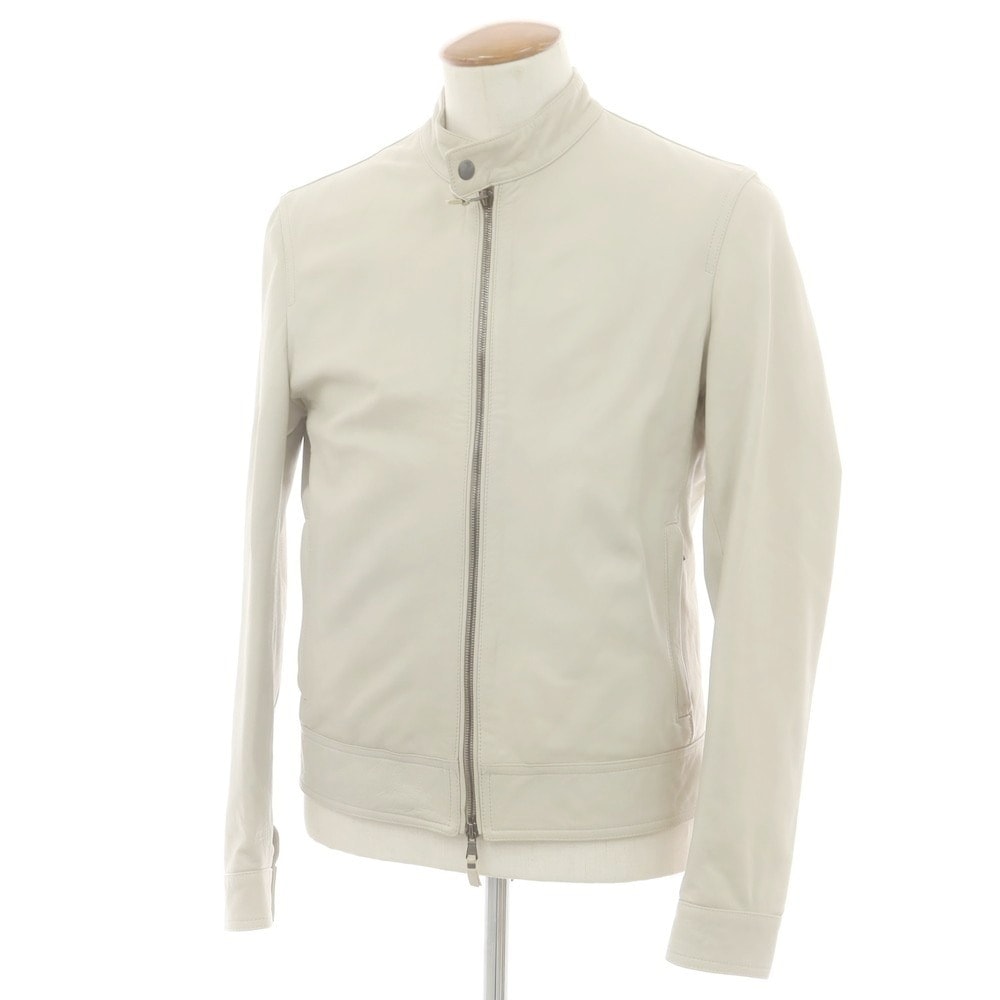 【中古】エンメティ EMMETI ラムレザー ライダースジャケット サンドベージュ【サイズ48】【メンズ】