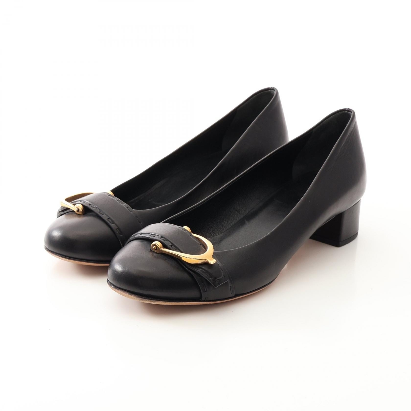 グッチ GUCCI パンプス 靴 レザー レディース ブラック系 【中古】