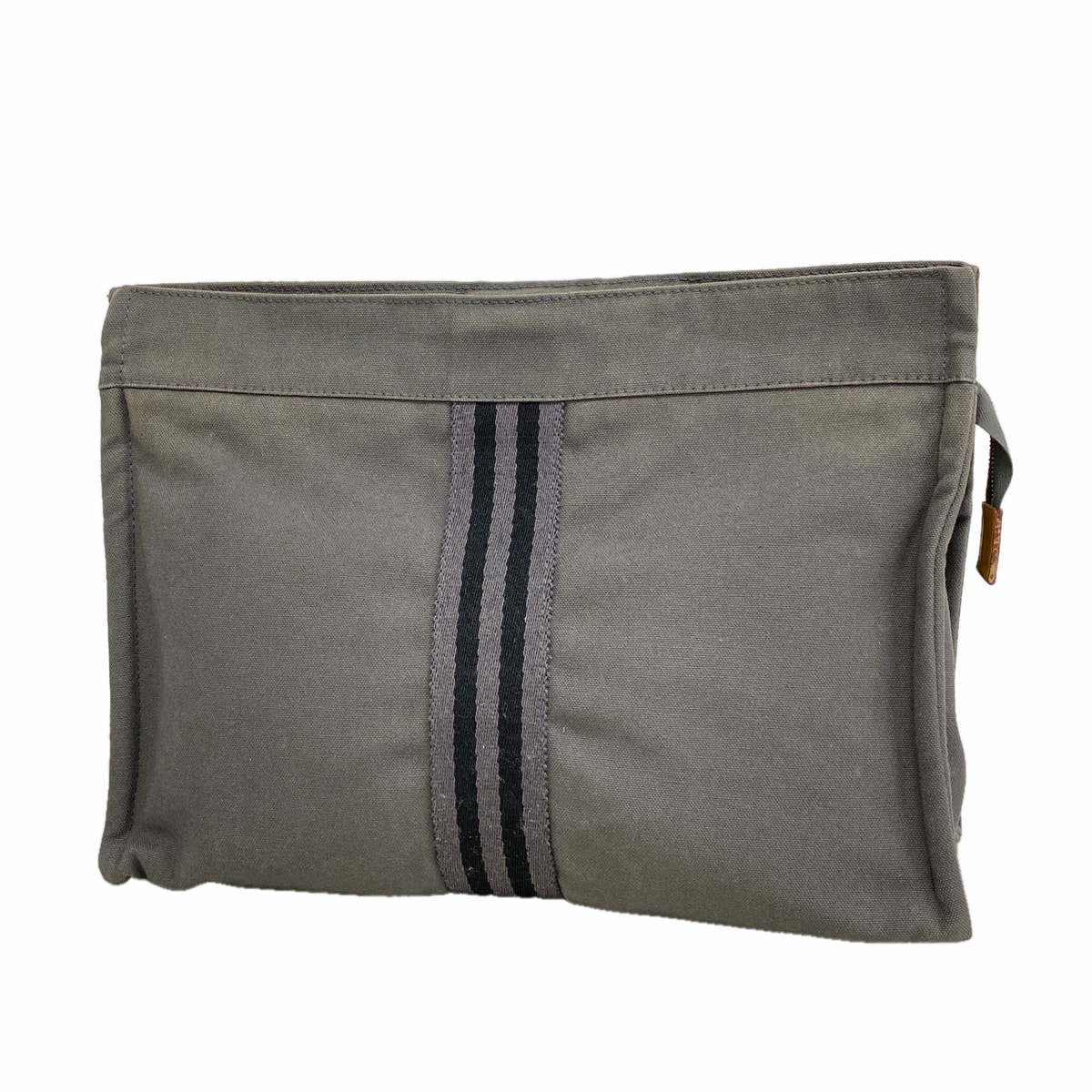 【6id5407】エルメス ポーチ フールトゥポーチ キャンバス グレー シルバー金具【中古】メンズ レディース ユニセックス
