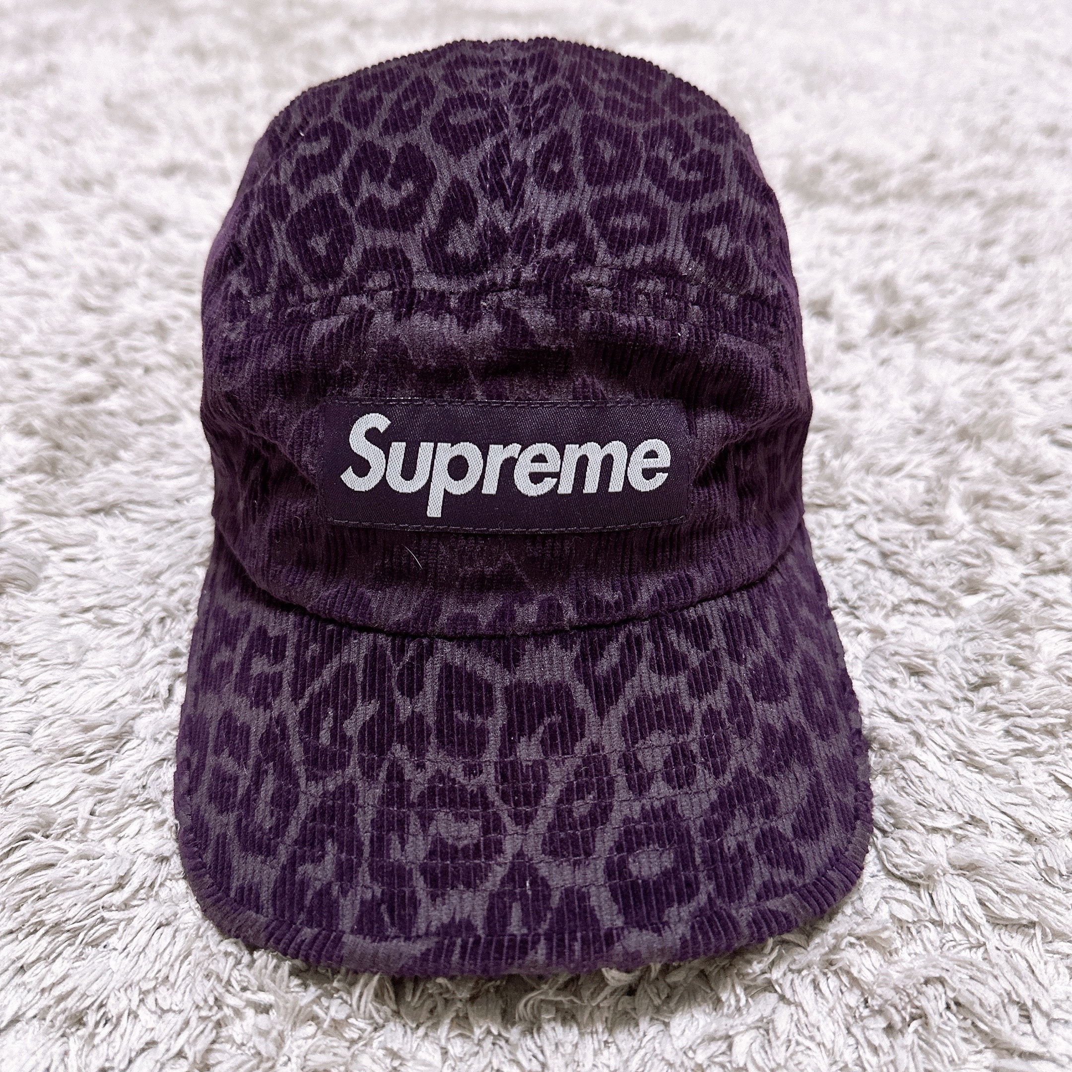 Supreme Leopard Corduroy Camp Cap "Purple"