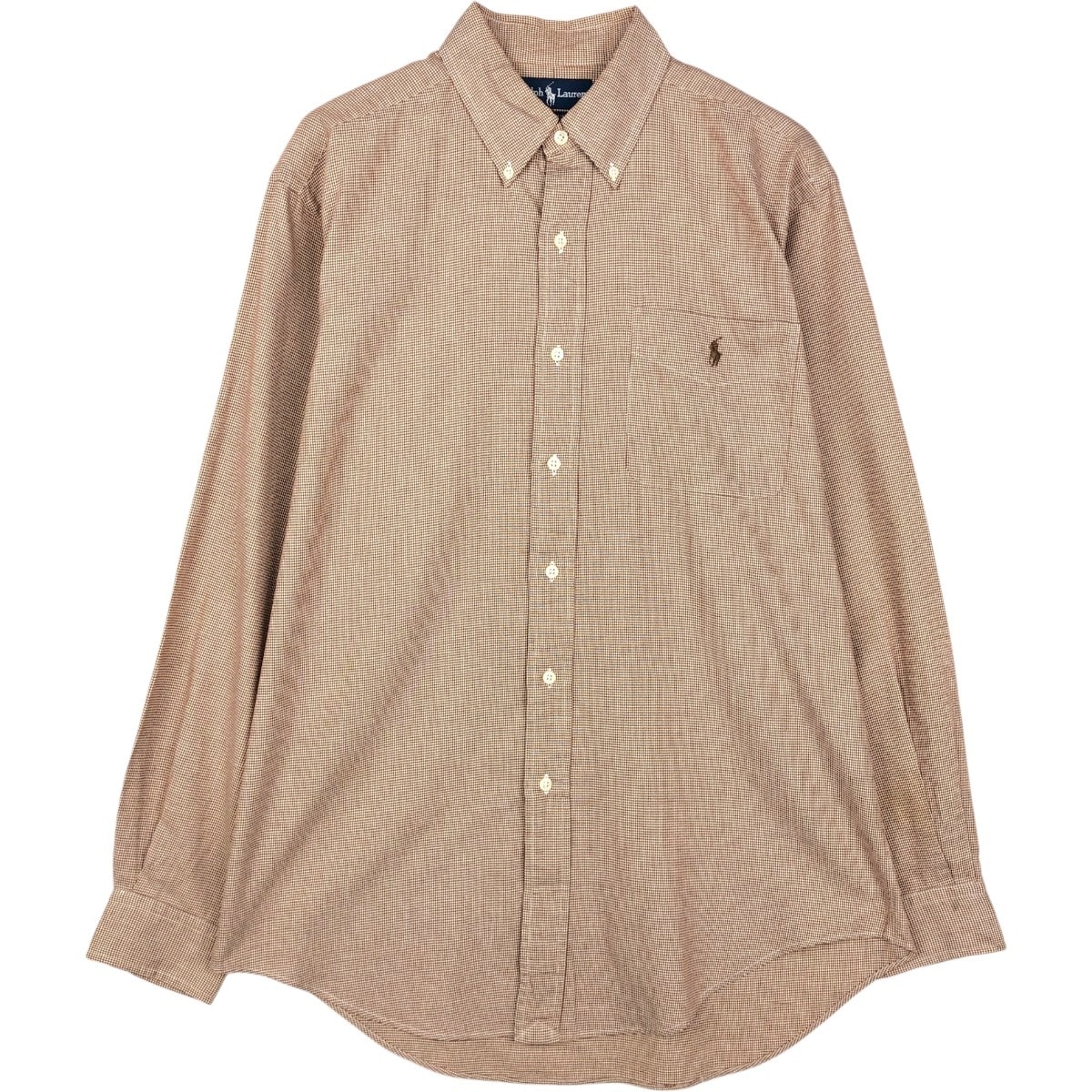 古着 ラルフローレン Ralph Lauren YARMOUTH 千鳥格子柄 長袖 ボタンダウンチェックシャツ メンズM相当/eaa676589