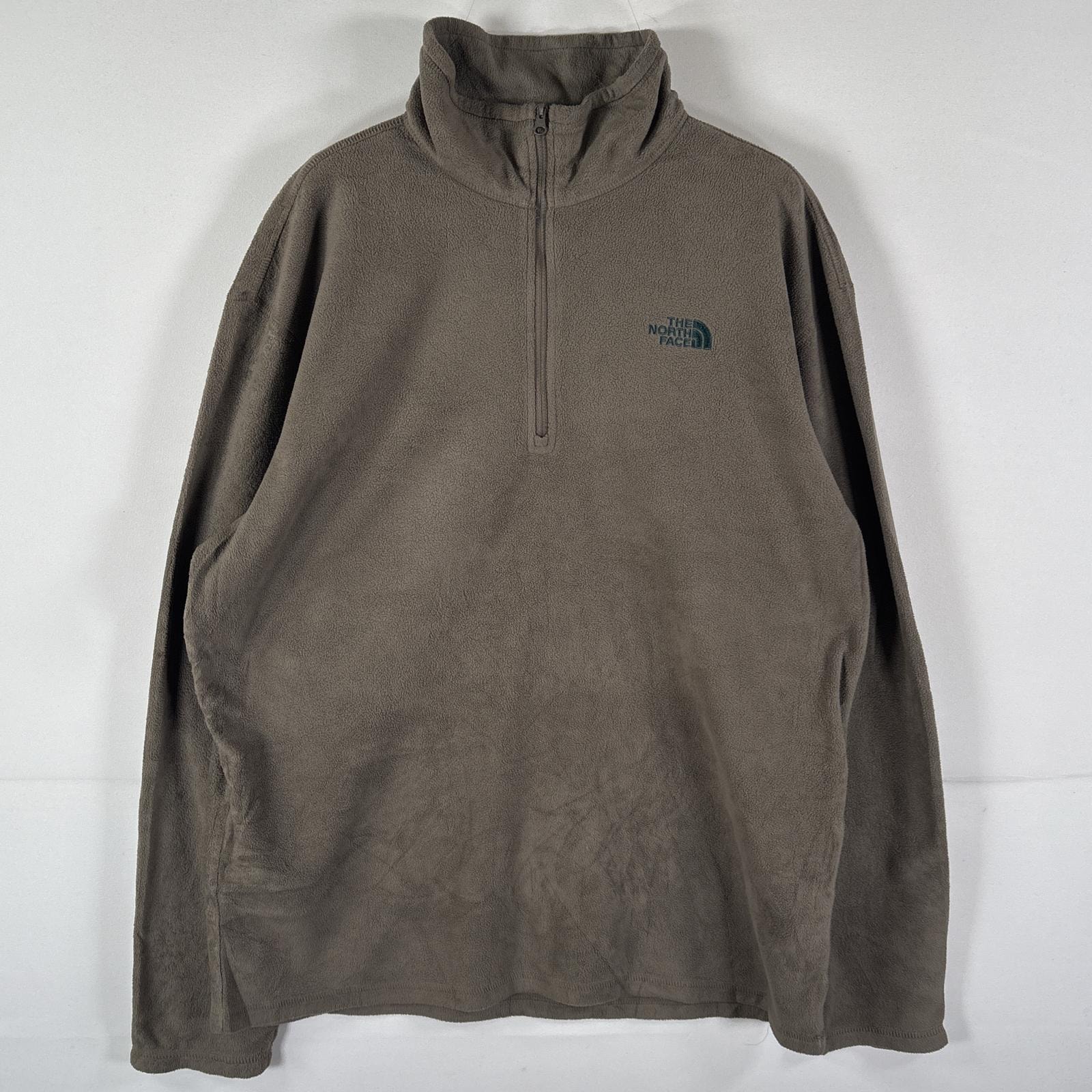 古着 ザ・ノースフェイス THE NORTH FACE フリーストレーナー ハーフジップ ワンポイントロゴ刺繍 アウトドア L グレーブラウン メンズ