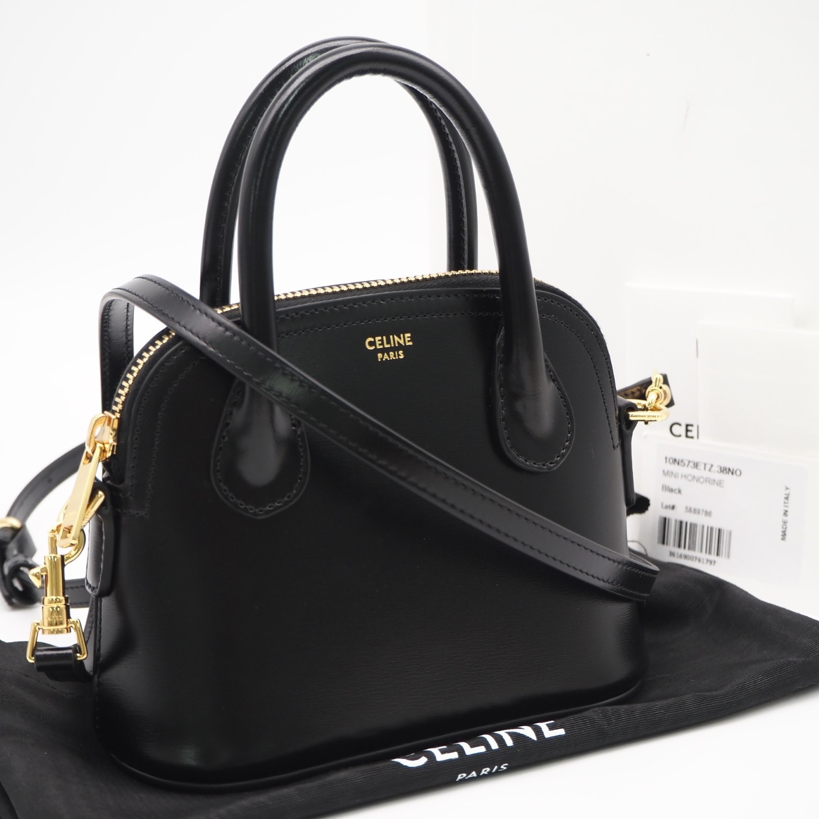 極美品 CELINE セリーヌ ミニ オノリン 2WAYショルダーバッグ 10N573ETZ 2wayショルダーバッグ ブラック カーフレザー ラムスキン レディース