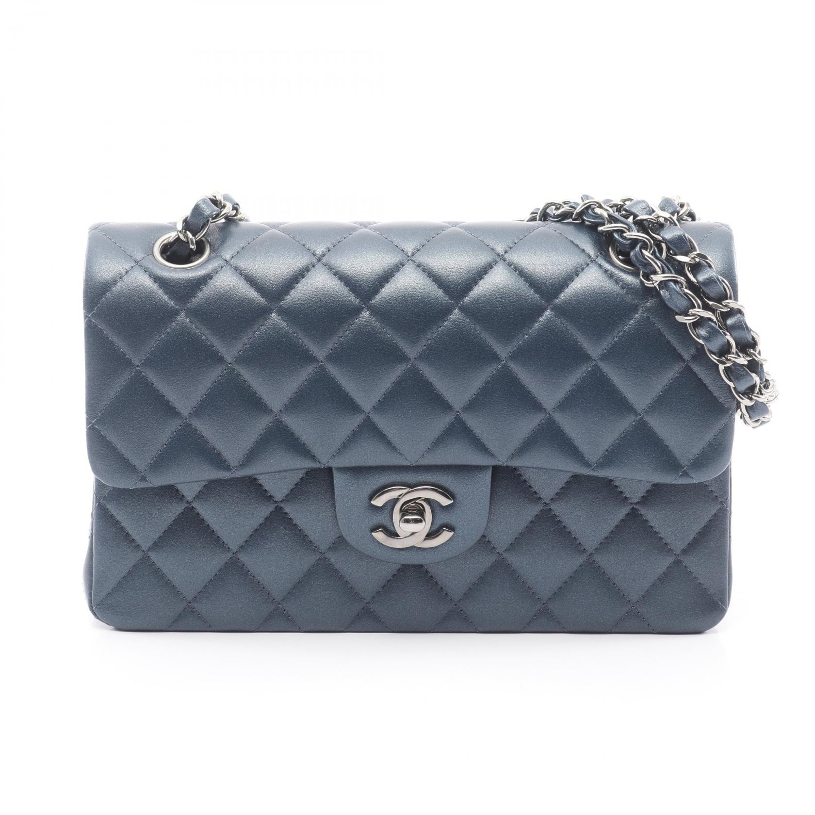 シャネル CHANEL マトラッセ Wフラップ ショルダーバッグ バッグ レザー レディース ブルー系 【中古】