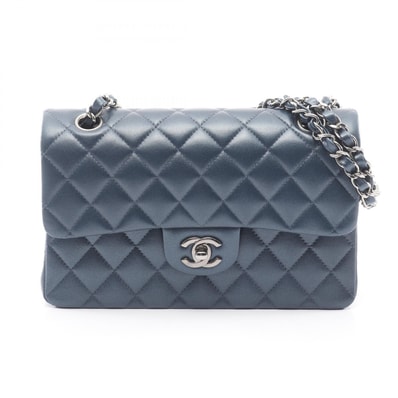 シャネル CHANEL マトラッセ Wフラップ ショルダーバッグ バッグ レザー レディース ブルー系 【中古】