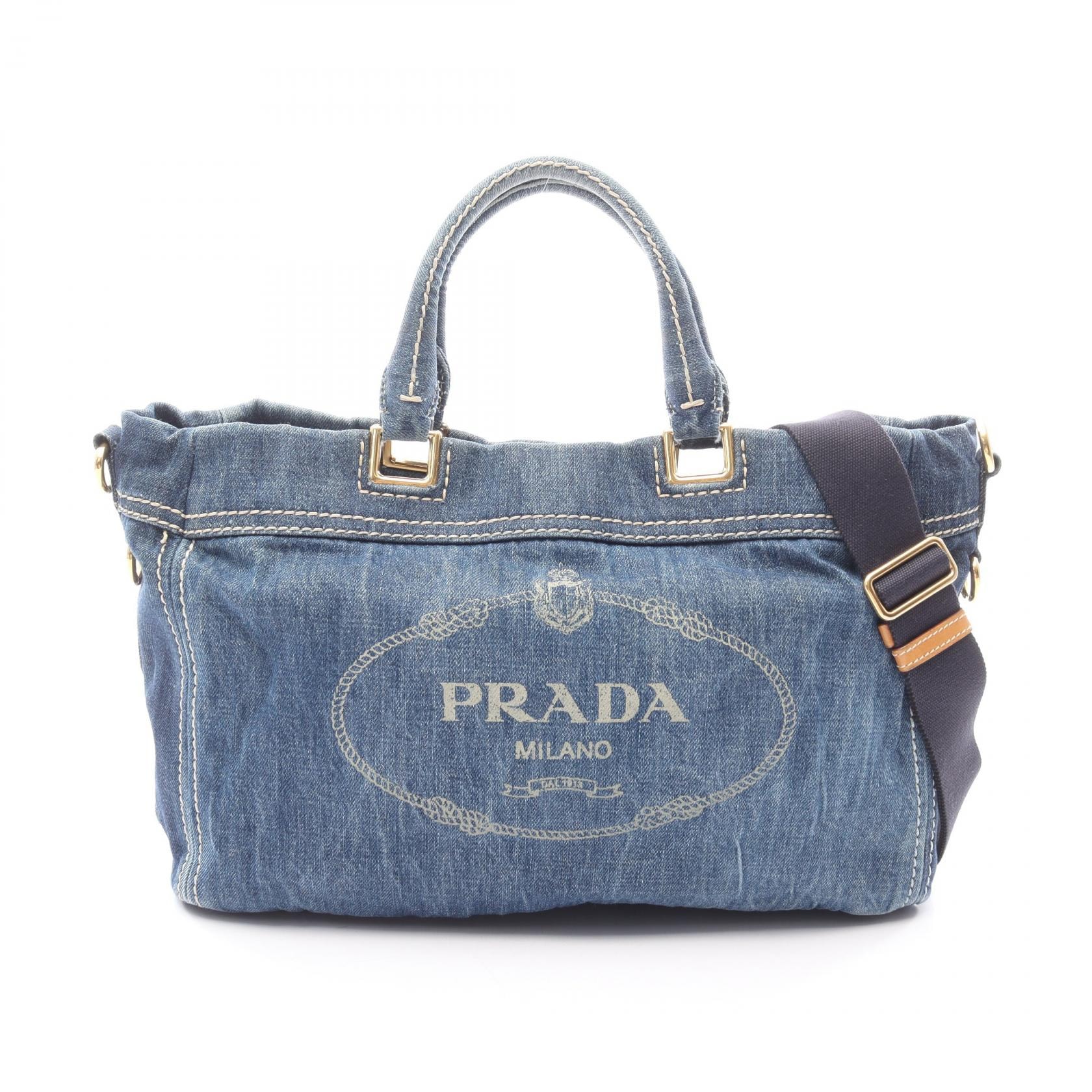 D (傷や汚れあり)】プラダ PRADA DENIM CANAPA カナパ トートバッグ