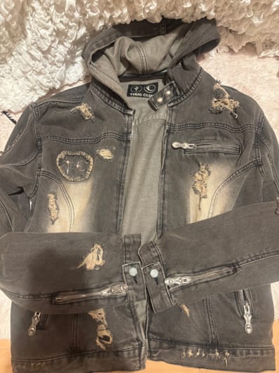 THUG CLUB Rover Denim Hoodie Zip-Up "Black"