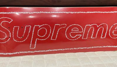 Supreme KAWS Chalk Logo Skateboard "Red"