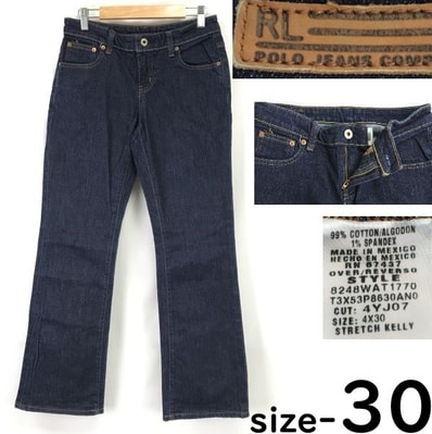 ラルフローレン/RL/POLO JEANS Co★STRETCH KELLY/デニムパンツ【メンズ30/股下77cm/インディゴ/赤糸】ストレート/Pants/Trouser/ズボン◆cBH666-g