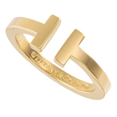 TIFFANY&Co. ティファニー ティファニーT スクエア リング 指輪 19号 K18YG ゴールド【中古】