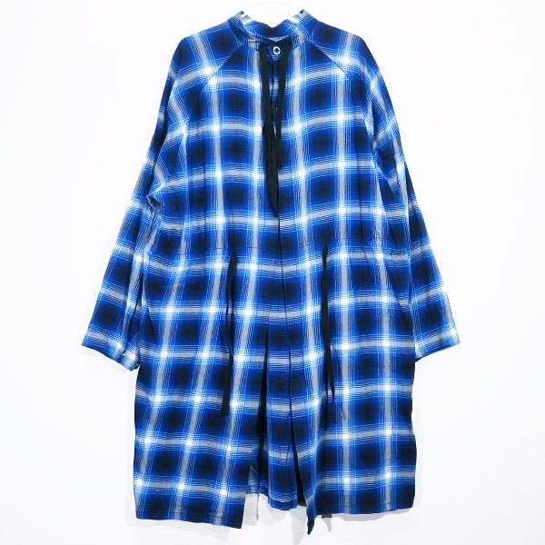TAKAHIROMIYASHITA TheSoloist. タカヒロミヤシタ ザソロイスト. MEDICAL GOWN SHIRT.OMBRE CHECK ss.0005SS23 メディカル ガウン シャツ オンブレチェック ブルー 長袖 サイズ46