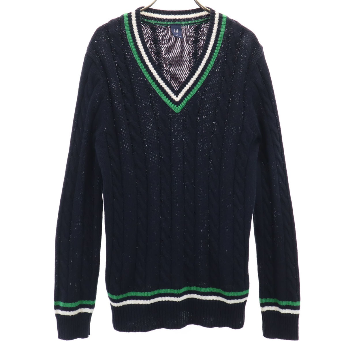 GAP ギャップ 長袖 Vネック ニット S ネイビー系 セーター