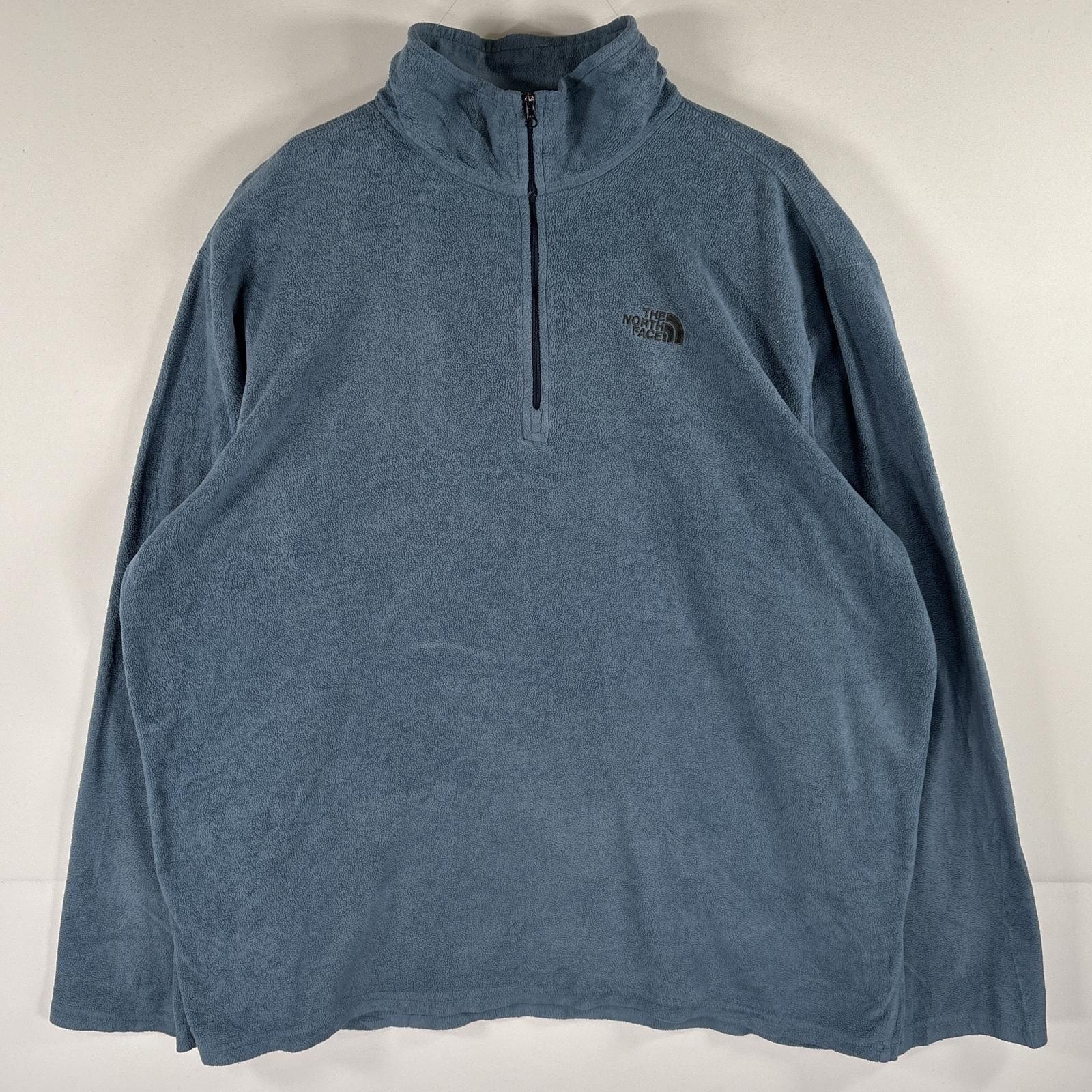 古着 ザ・ノースフェイス THE NORTH FACE ハーフジップフリースジャケット ライナー 大きいサイズ ワンポイントロゴ XL  水色系 メンズ