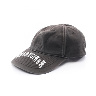 バレンシアガ BALENCIAGA TATTOO LOGO ユーズド加工 キャップ 帽子 コットン メンズ グレー系 【中古】