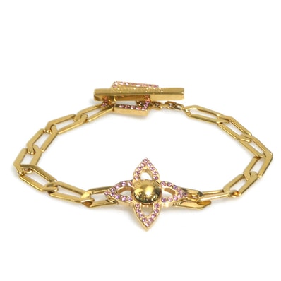 ルイ ヴィトン LOUIS VUITTON ブレスレット ブラスレ フラワーパワー メタル/ラインストーン ゴールド/ピンク レディース M66091【中古】 r11275a