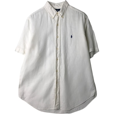 古着 ラルフローレン Ralph Lauren CLASSIC FIT 半袖 リネン ボタンダウンシャツ メンズL相当/eaa641271