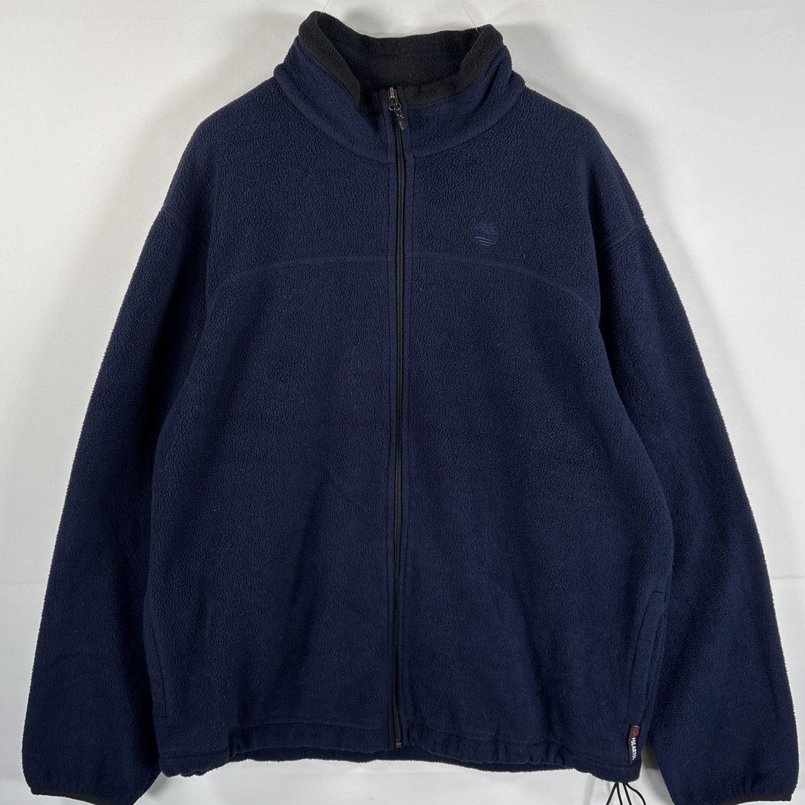 古着 ティンバーランド Timberland フリースジャケット フルジップ 刺繍ロゴ ポーラテック 大きいサイズ XL ネイビー メンズ