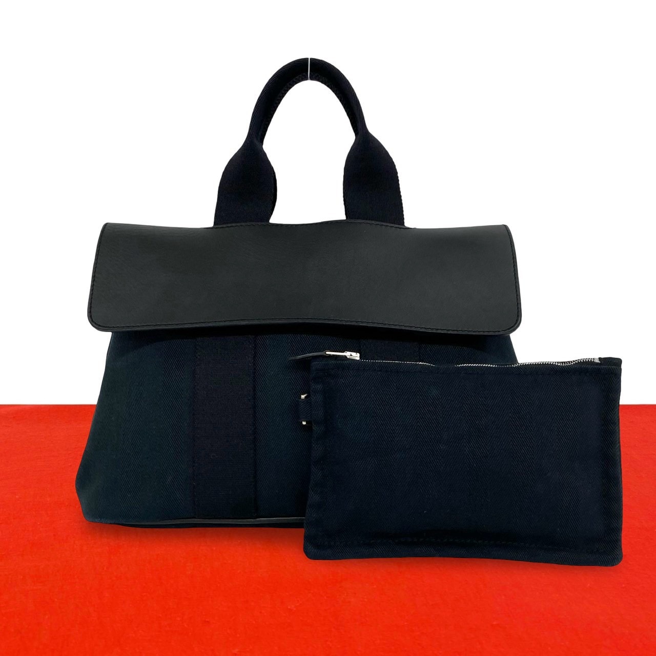HERMES エルメス ヴァルパライソ PM トワルシェブロン トートバッグ ブラック
 25826