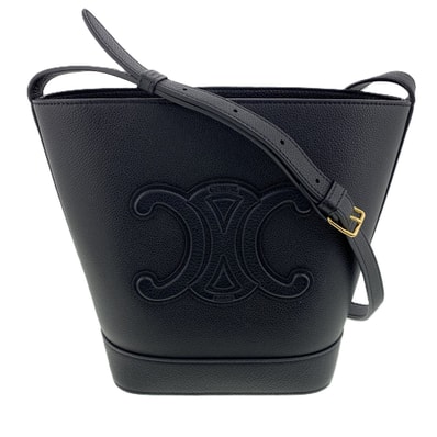 CELINE セリーヌ スモール バケット キュイル トリオンフ ショルダーバッグ 113783DU3 レザー ブラック レディース【中古】
