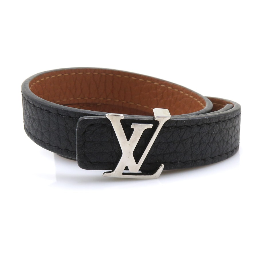 ルイ ヴィトン LOUIS VUITTON ブレスレット ブラスレ LV レザー/メタル ブラック/ブラウン/シルバー メンズ M6018E【中古】 e61559a