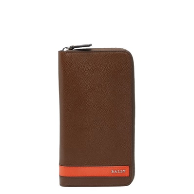 バリー ロゴ 長財布 ブラウン オレンジ レザー メンズ BALLY 【中古】