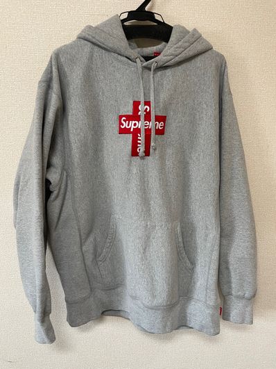 Supreme Cross Box Logo Hooded Sweatshirt "Grey"