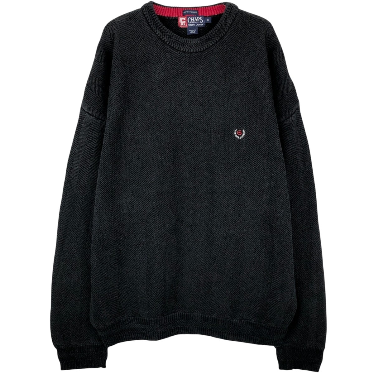 古着 ラルフローレン Ralph Lauren CHAPS チャップス ヘリンボーン コットンニットセーター メンズXL相当/eaa670126