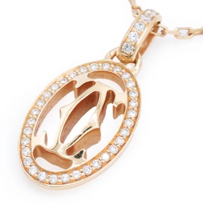 CARTIER カルティエ ロゴ ドゥーブル ネックレス ダイヤモンド K18PG ピンクゴールド ジュエリー レディース チェーン全長41.5cm 箱・ケース付属