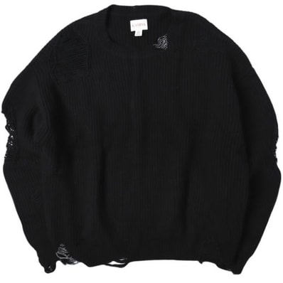 KAMIYA カミヤ 24AW Super Repair Knit Pullover スーパーリペアニットプルオーバー G13PO058 L BLACK セーター MYne MAISON MIHARA YASUHIRO トップス g27575