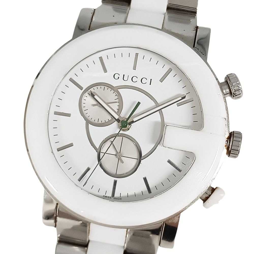 GUCCI グッチ 101Mクロノグラフ SS セラミック クォーツ メンズ 腕時計 C1105