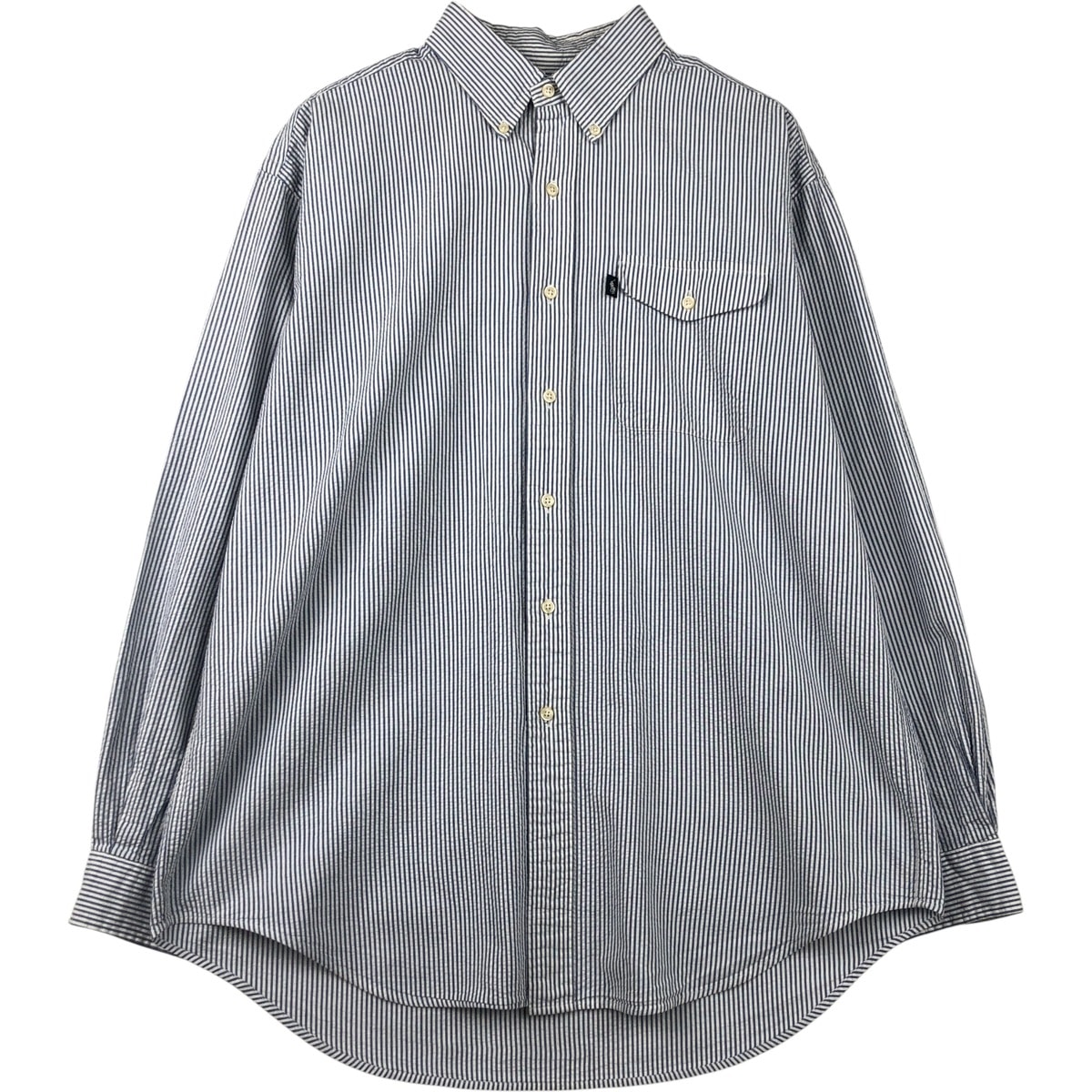 古着 ラルフローレン Ralph Lauren CREEK シアサッカー 長袖 ボタンダウンストライプシャツ メンズL相当/eaa614711