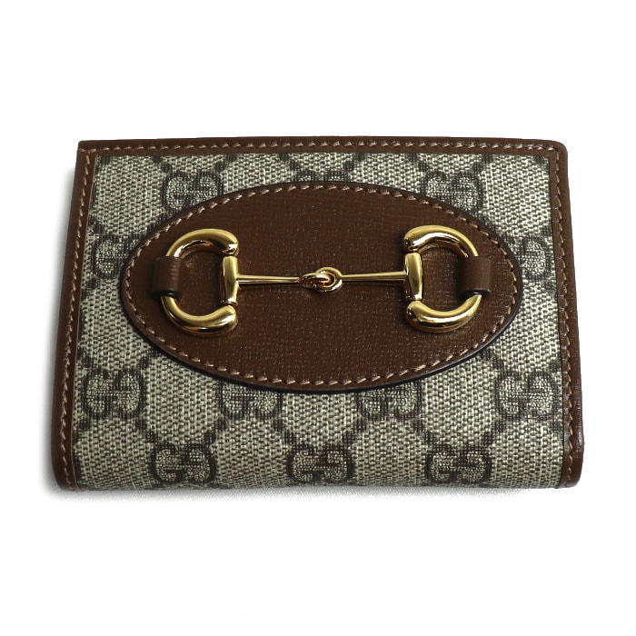 GUCCI グッチ ホースビット 1955 カードケース ウォレット 二つ折り財布 ベージュ/エボニー ‎726846 92TCG 8563 レディース【中古】