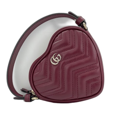 グッチ GUCCI GGマーモント ハート ハンドバッグ レザー【中古】