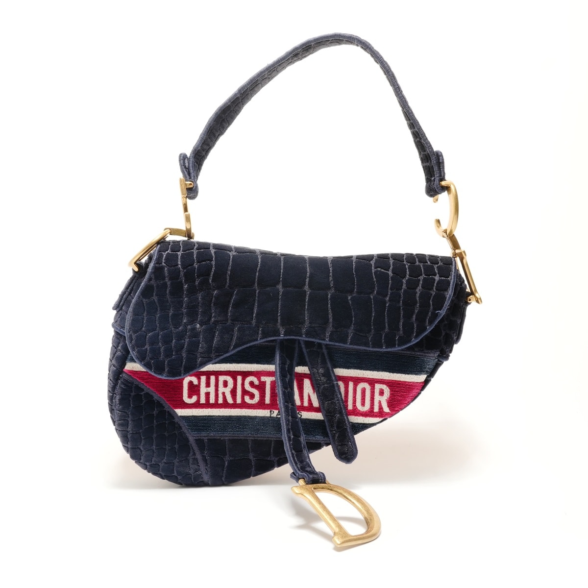 ディオール Dior サドルバッグ ワンショルダー ベロア ショルダーバッグ【中古】