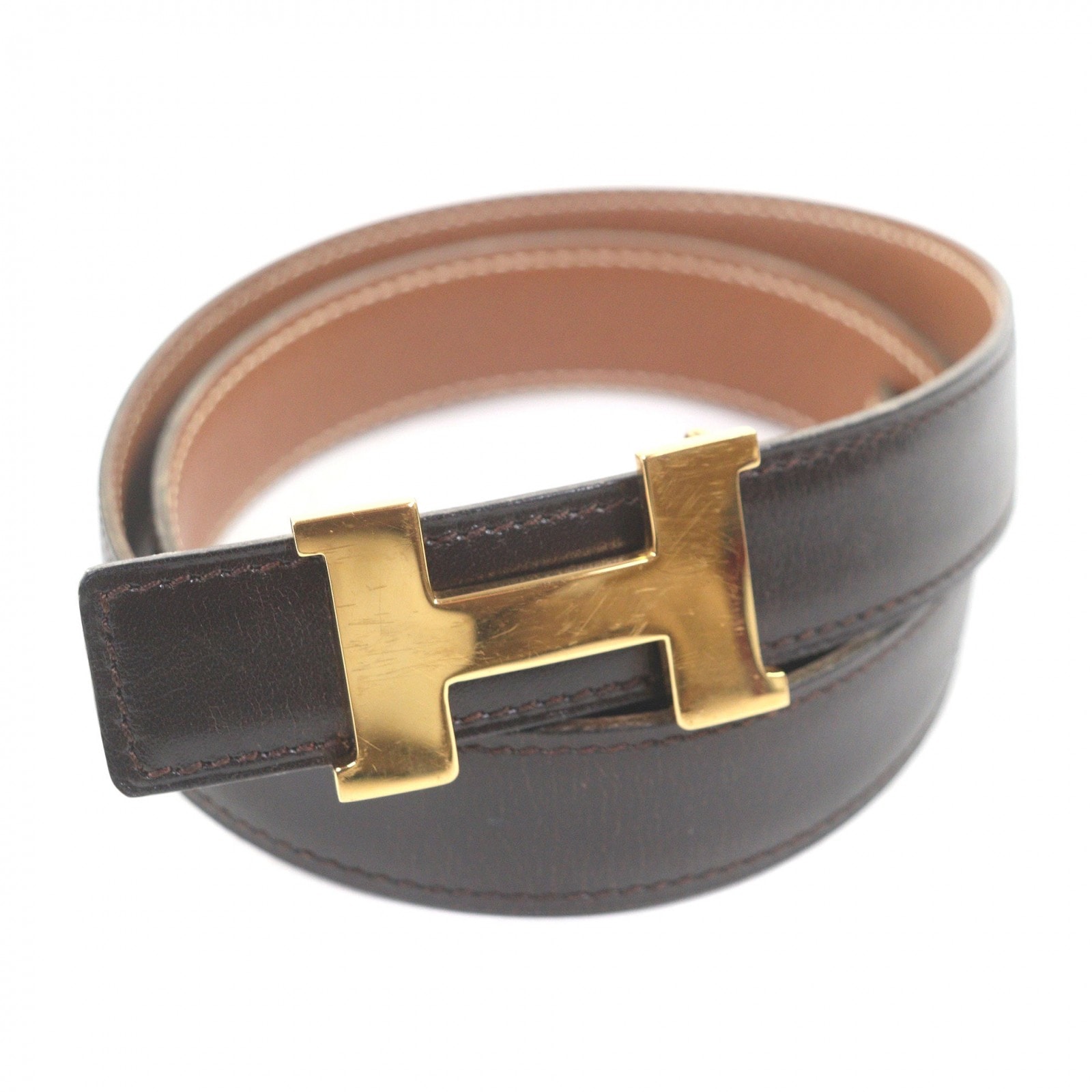 良品 エルメス ベルト ダークブラウン レディース 70