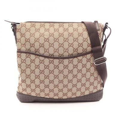 グッチ GUCCI GGキャンバス ショルダーバッグ バッグ キャンバス レザー レディース ベージュ系 / ブラウン系 145857 【中古】