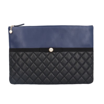 シャネル クラッチバッグ ラムスキン ネイビー レディース CHANEL 中古