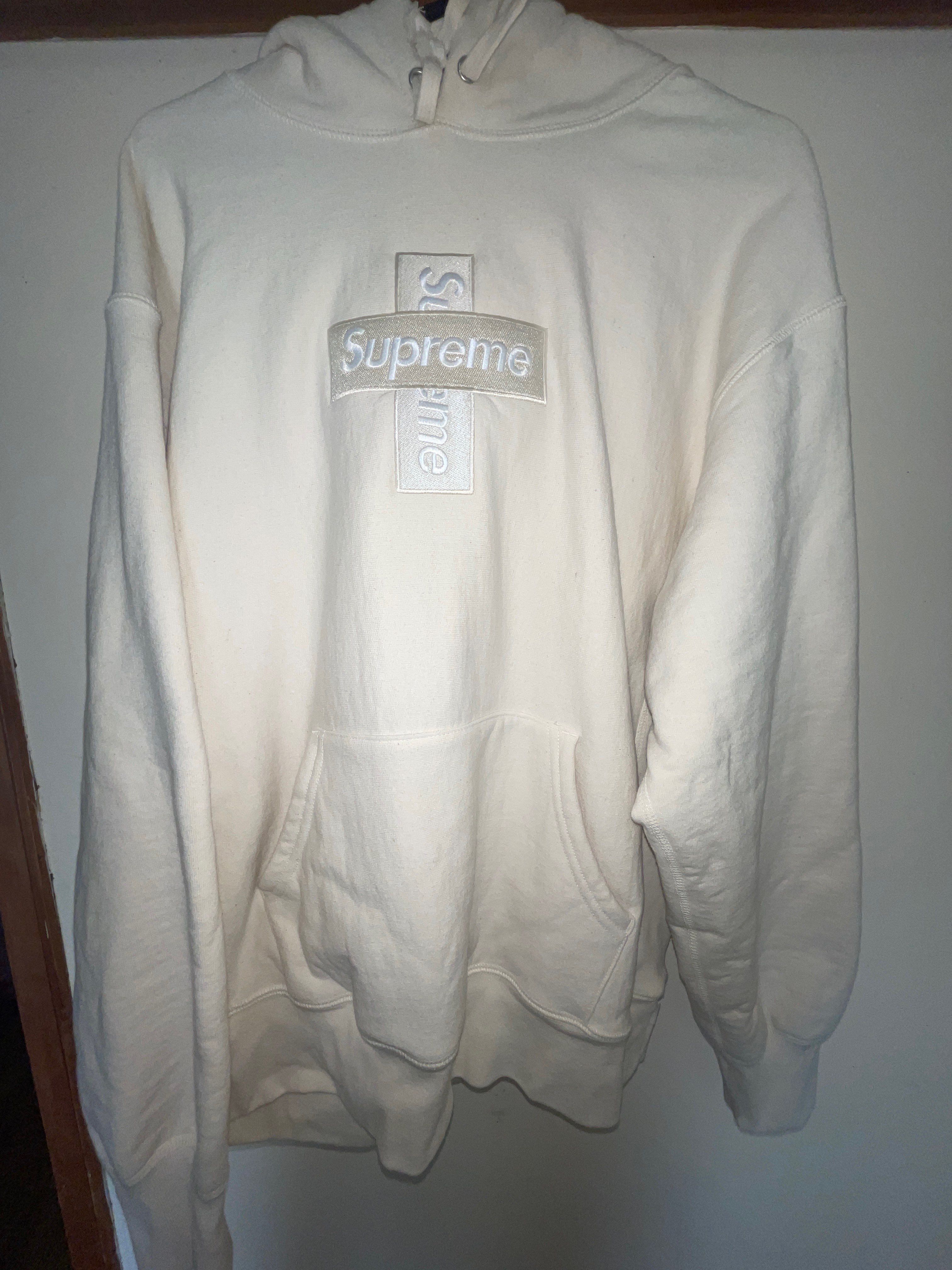 Supreme Cross Box Logo Hooded Sweatshirt "Natural"