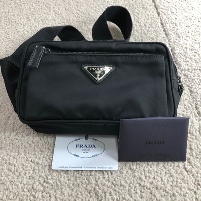 PRADA Nylon and Saffiano Leather Belt Bag "Black"