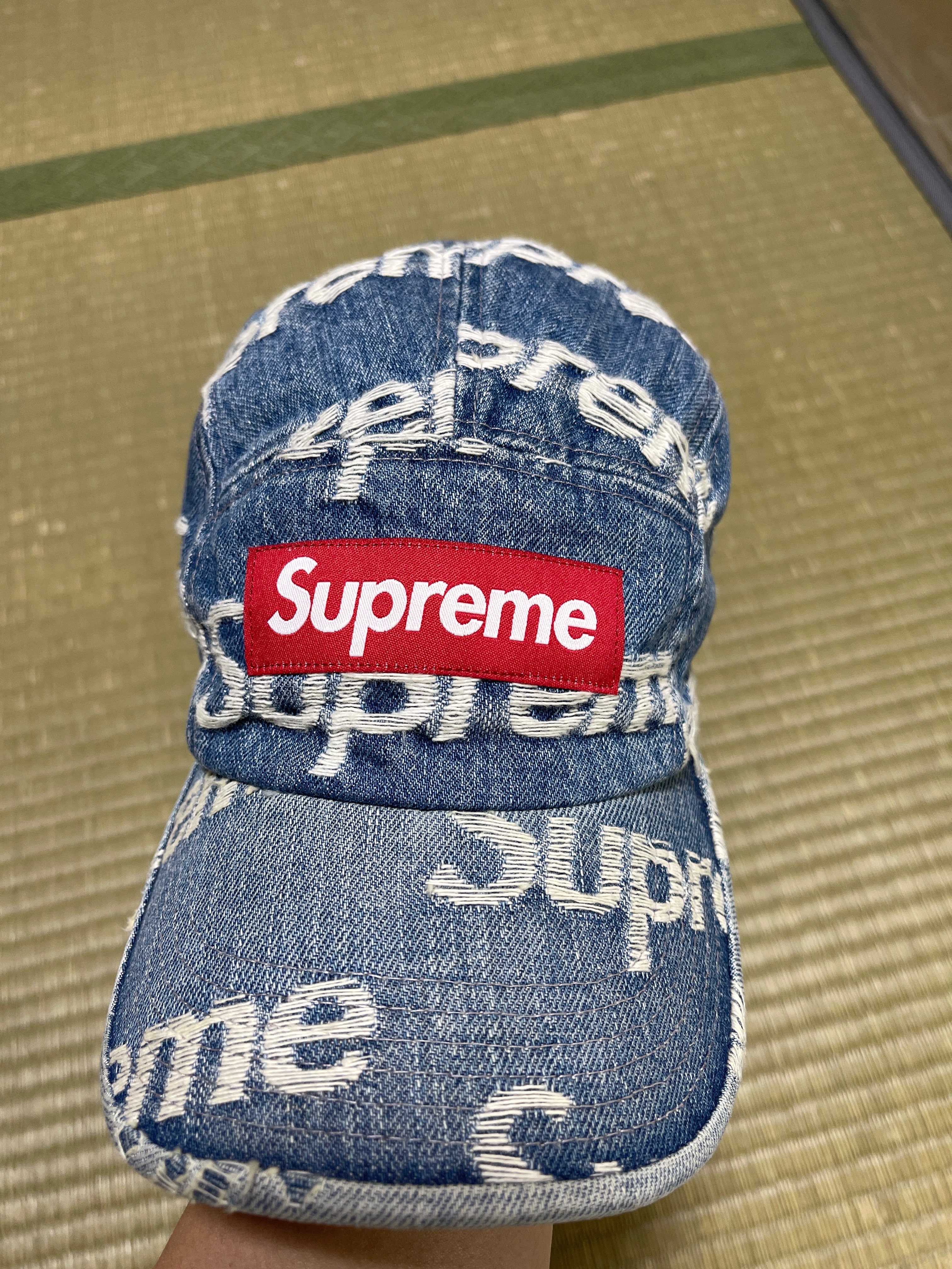 Supreme Frayed Logos Denim Camp Cap "Blue"