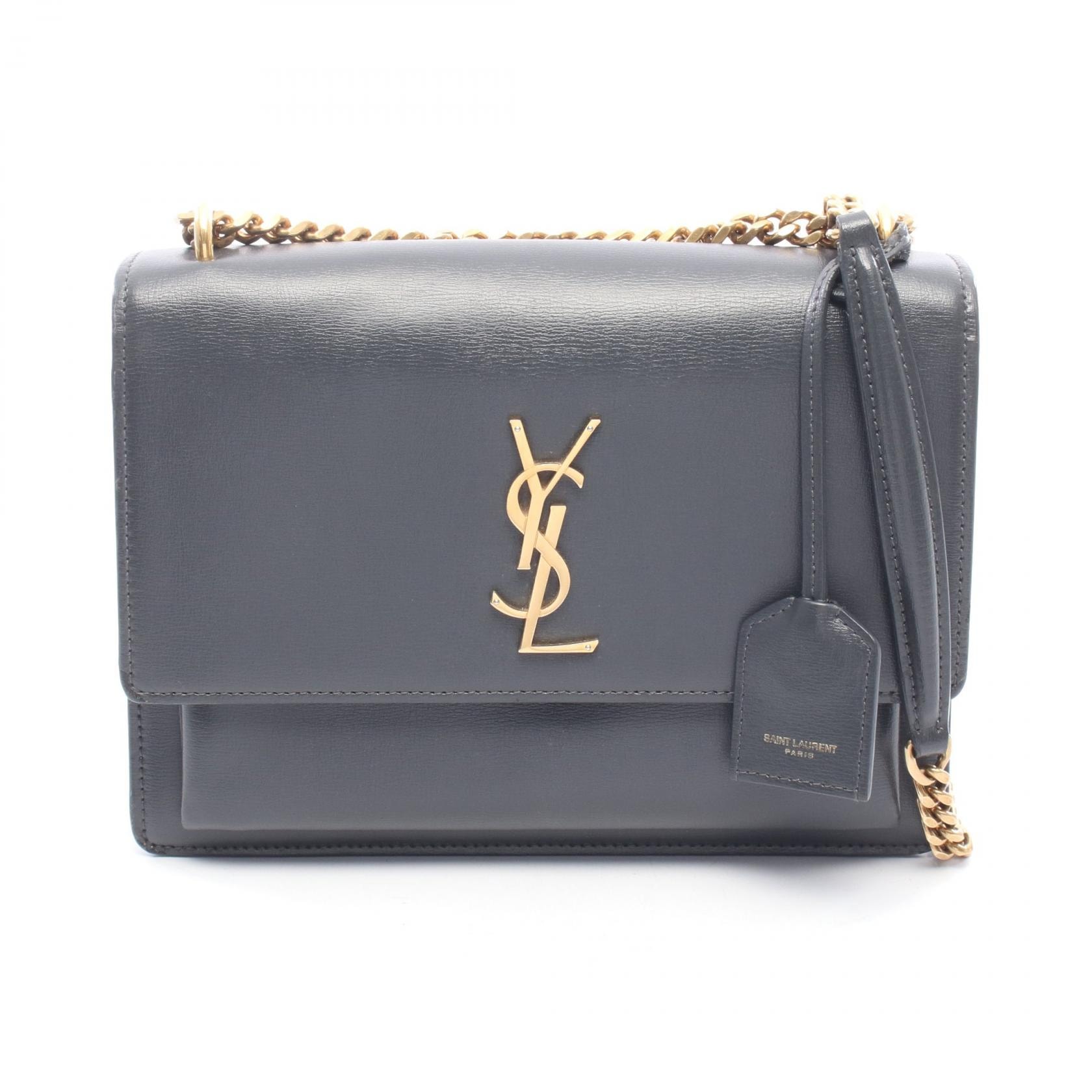 サンローランパリ SAINT LAURENT PARIS サンセット ショルダーバッグ バッグ レザー レディース グレー系 442906 【中古】