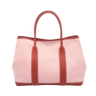 エルメス HERMES ガーデンパーティPM トートバッグ バッグ キャンバス トワルオフィシエ / ヴァッシュカントリー トワルオフィシエ ローズサクラ T刻印(2015年製造) レディース ピンク系 / レッド系 【中古】
