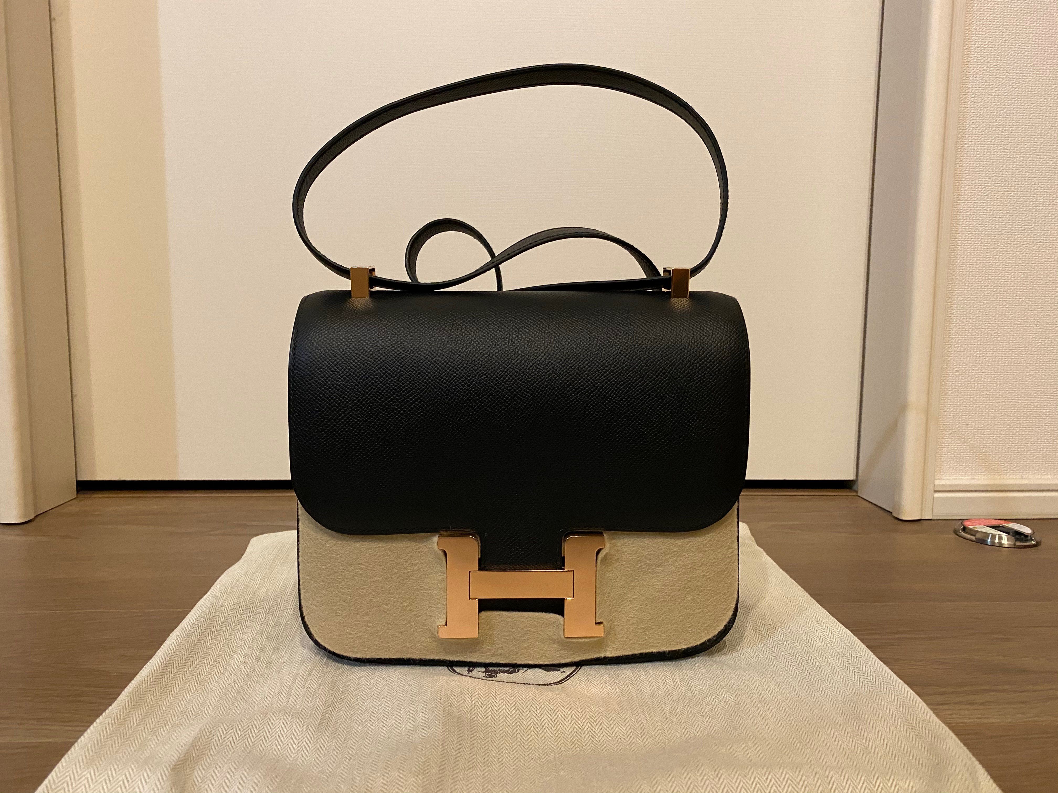 エルメスHERMESコンスタンス24ノワールエプソン黒ローズゴールド金具