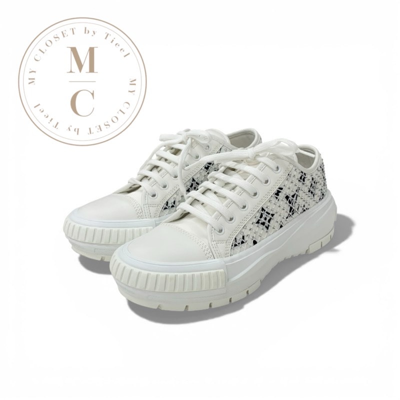 ルイヴィトン LOUIS VUITTON スクァッドライン モノグラム スニーカー 靴 シューズ レザー メッシュ ホワイト ブラック LVロゴ ラインストーン