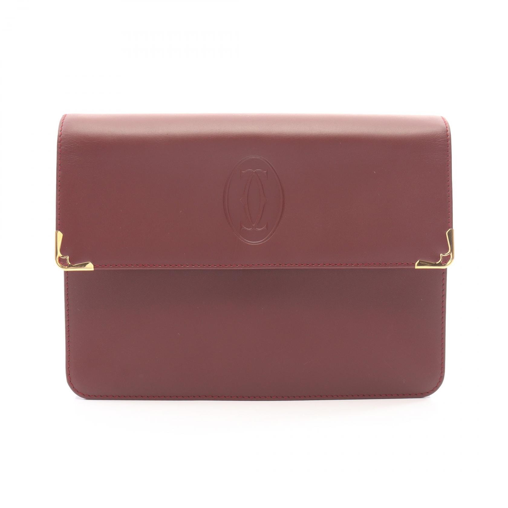 カルティエ CARTIER マストライン セカンドバッグ クラッチバッグ バッグ レザー レディース ボルドー系 【中古】