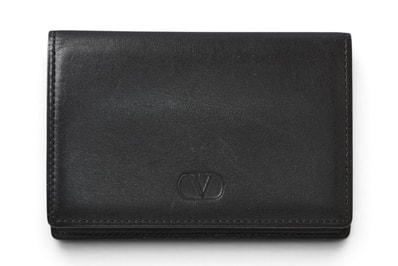 ヴァレンティノ 名刺入れ/カードケース VALENTINO バレンチノ レザー ブラック メンズ/レディース【中古】