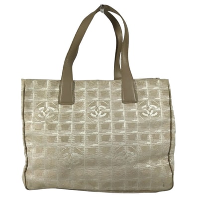 シャネル CHANEL ニュートラベルライン MM ニュートラベルラインMM A15991 CC ココマーク ロゴ ショルダーバック カバン 肩掛け トートバッグ レザー/ナイロンジャガード ベージュ